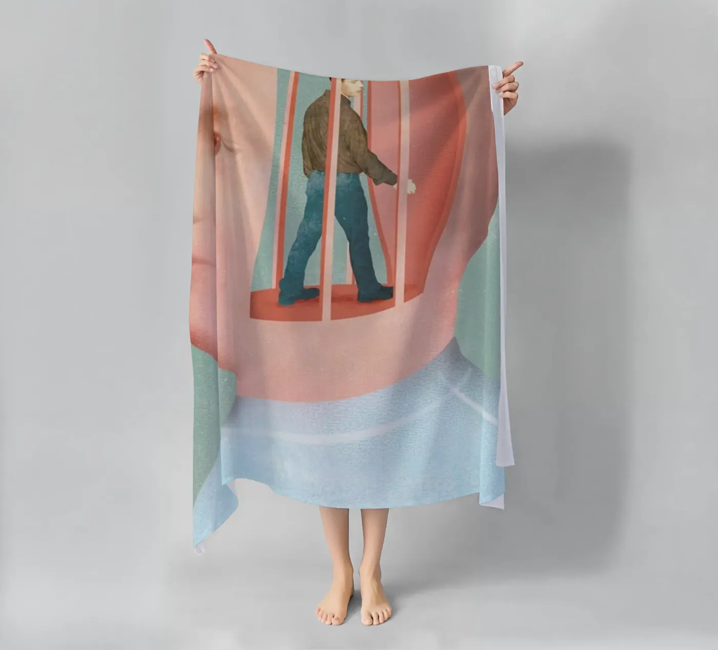 Inside Head beach towel by Ellen Weinstein