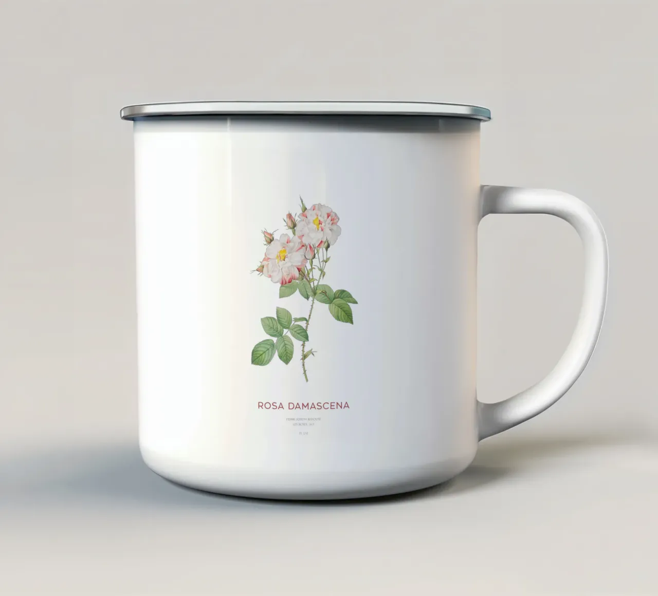 Rosa damascena tazza in smalto da Vintagrafica