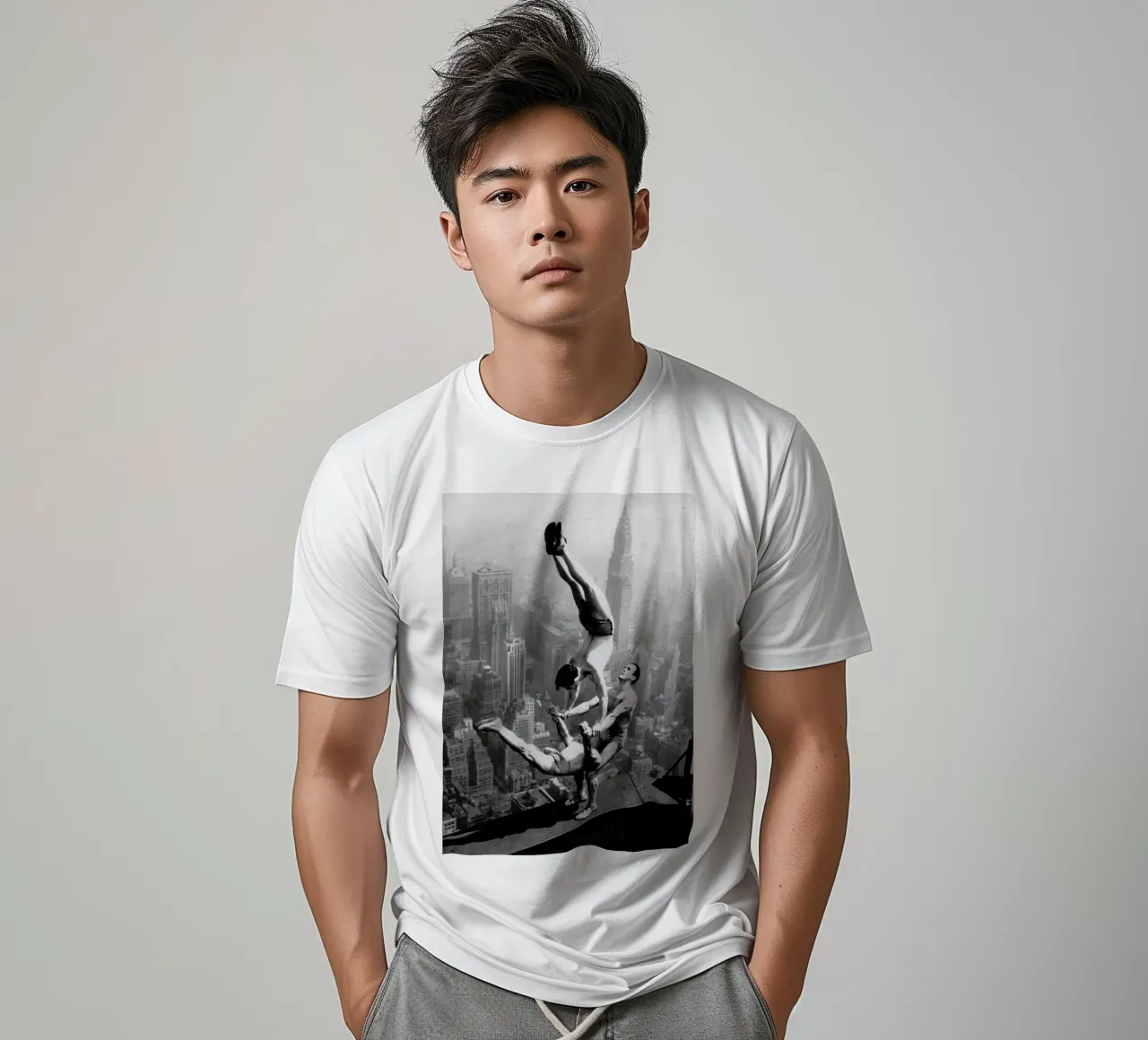 Tre acrobati all'Empire State Building 1934 t-shirt da ARTOTHEK