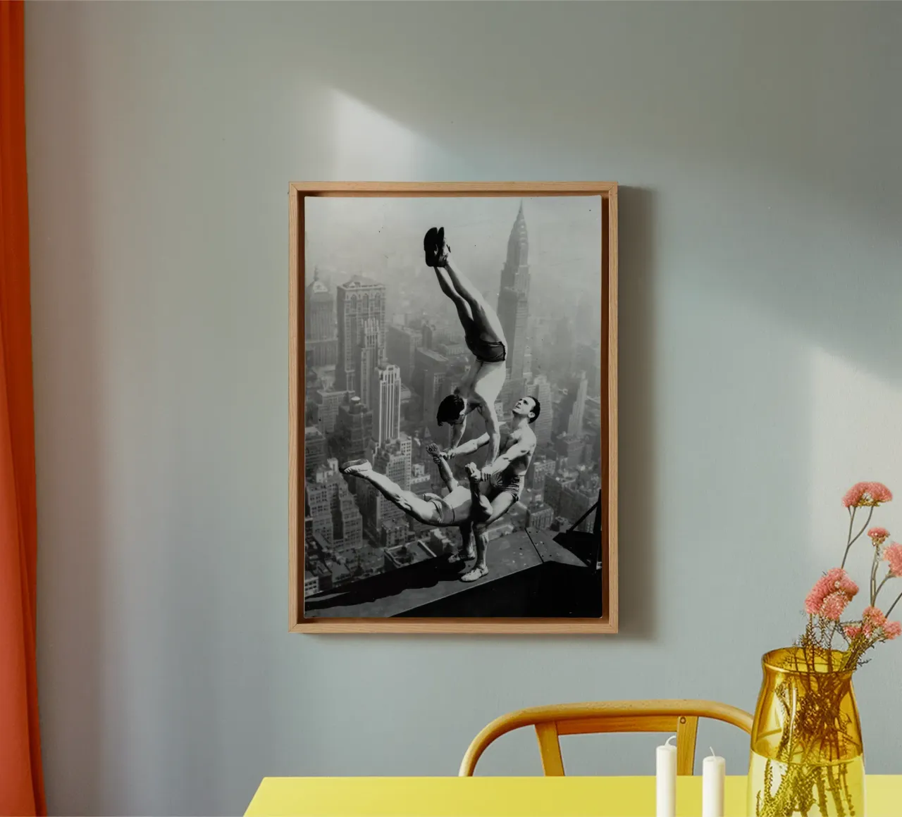 Three acrobats at the Empire State Building 1934 canvas by ARTOTHEK