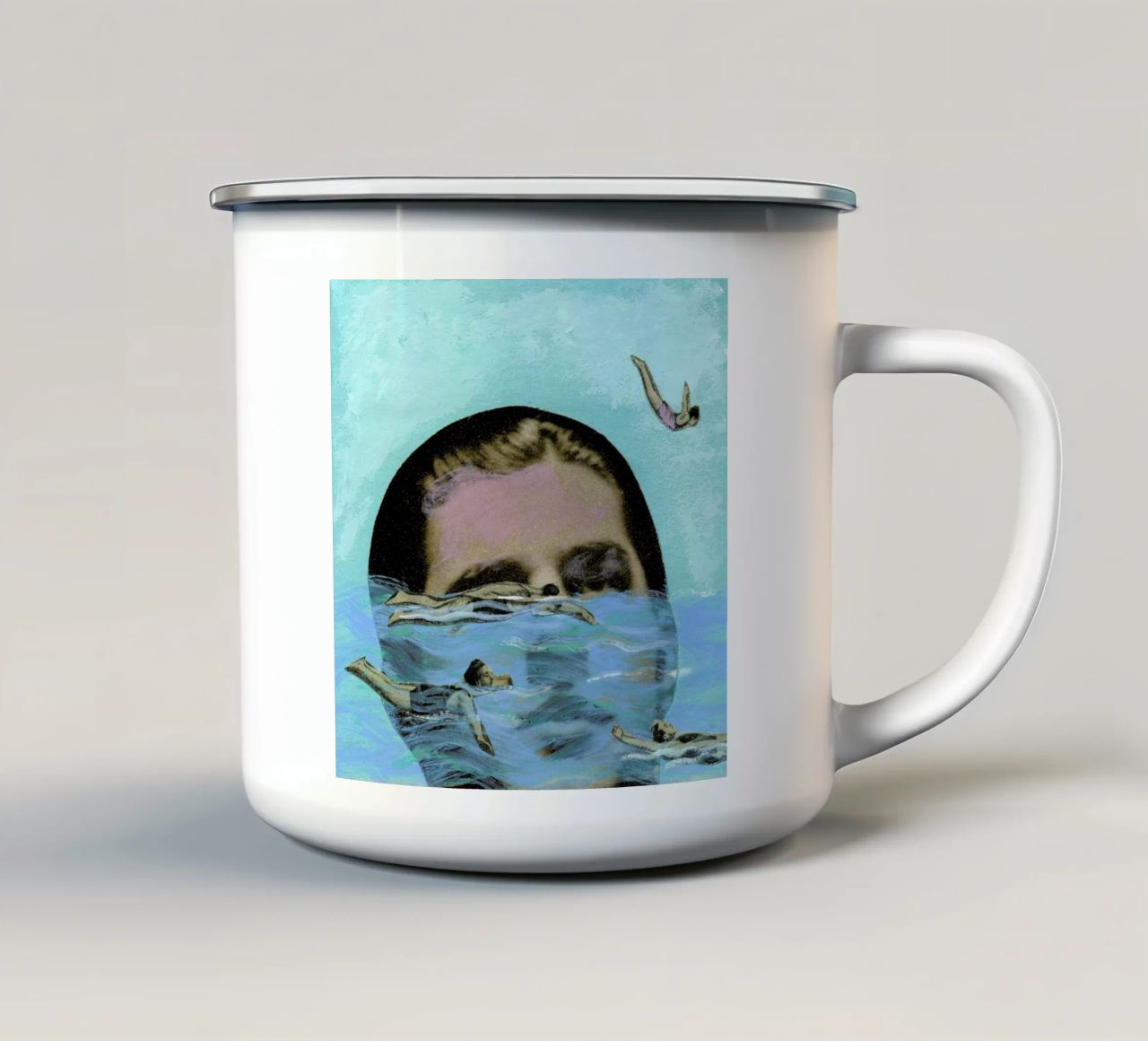 Man Overboard tazza in smalto da Ellen Weinstein