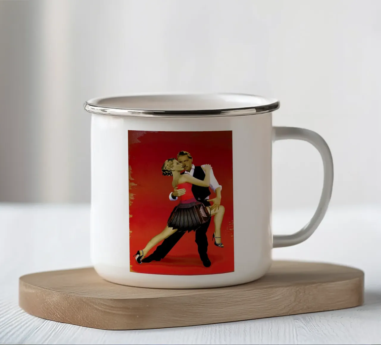 Tango taza de esmalte de Ellen Weinstein