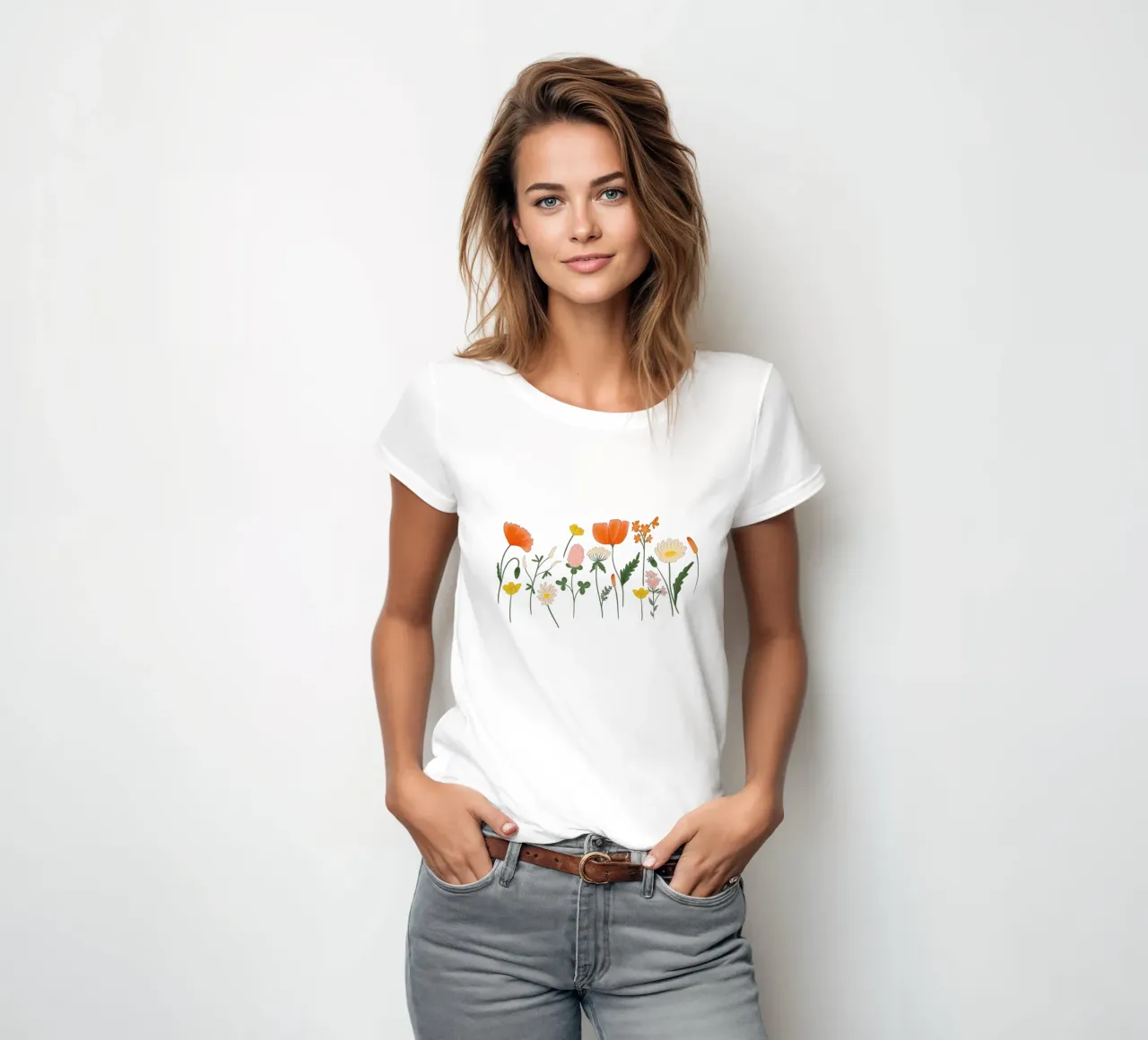 charming wildflowers women's fitted t-shirt by nicigabrieldesigns