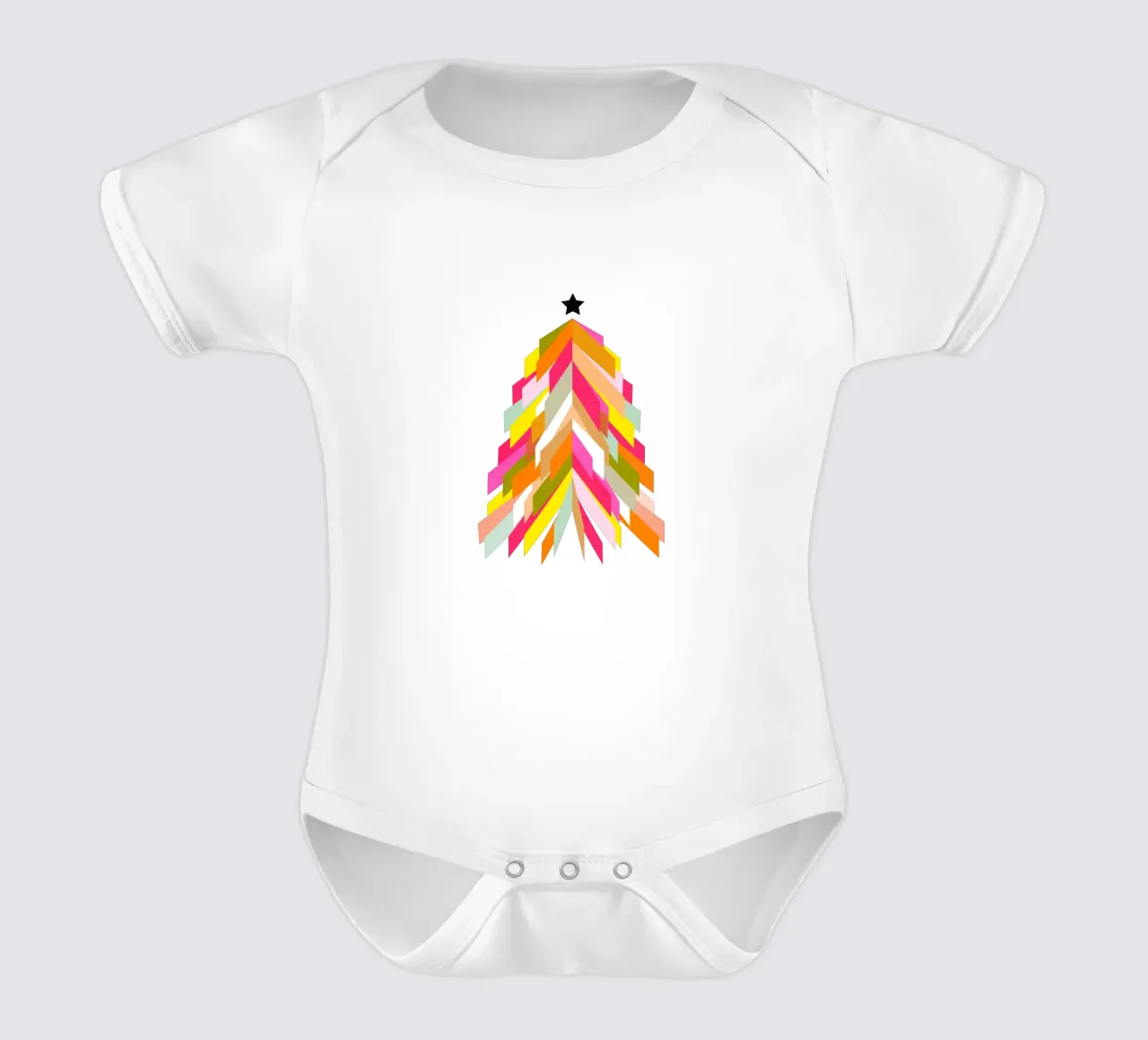 Albero di Natale retrò su bianco body neonato maniche corte da Dominique Vari