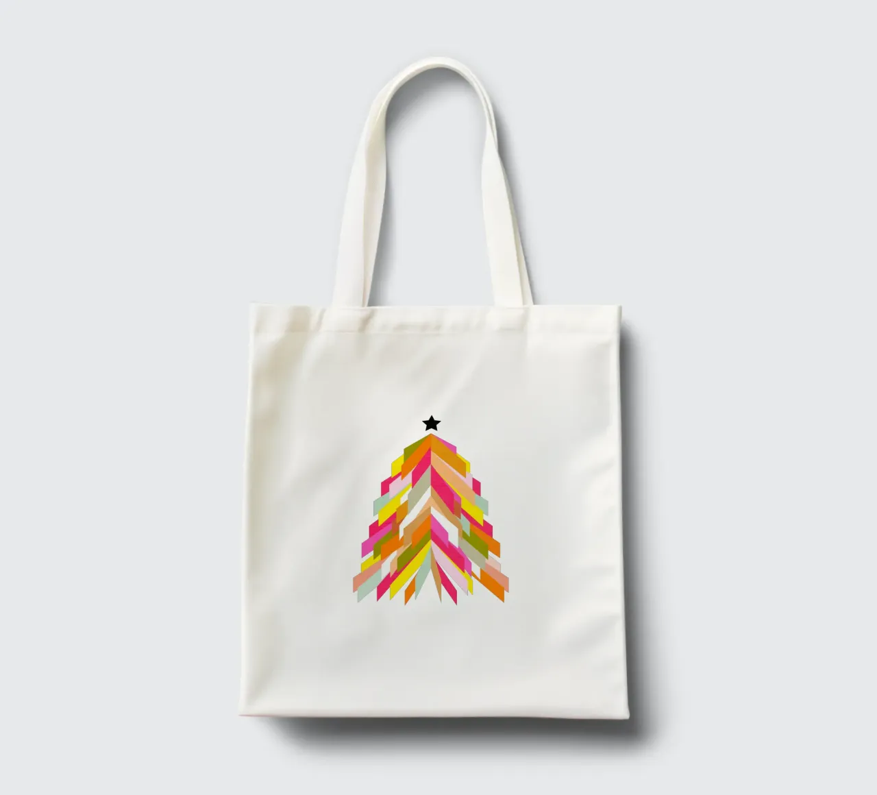 Albero di Natale retrò su bianco borsa in juta da Dominique Vari