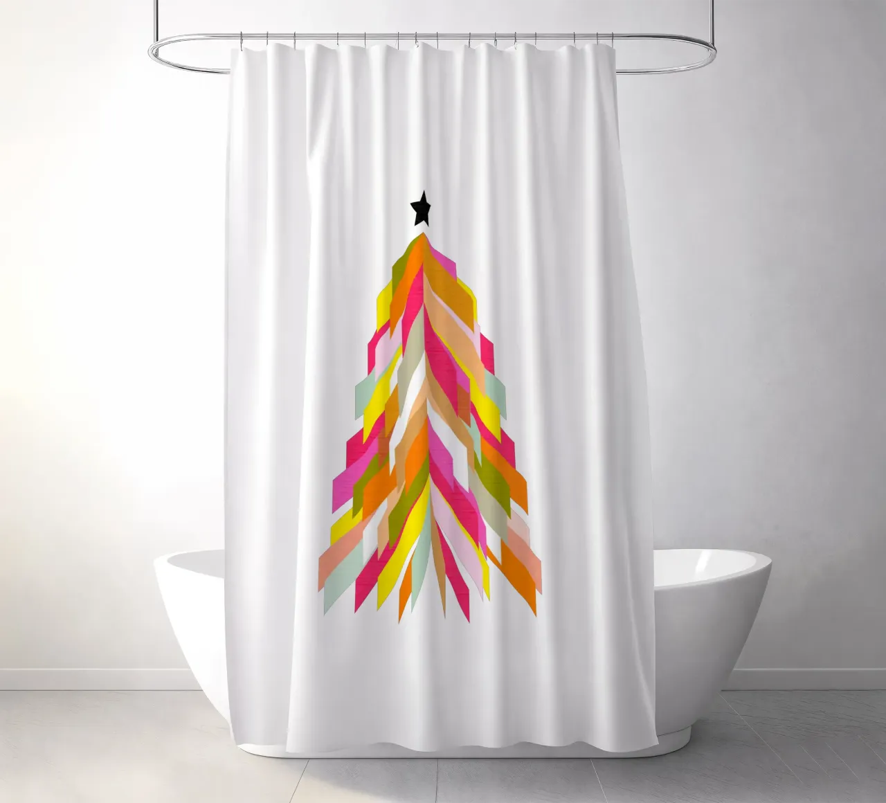 Albero di Natale retrò su bianco tenda da doccia da Dominique Vari