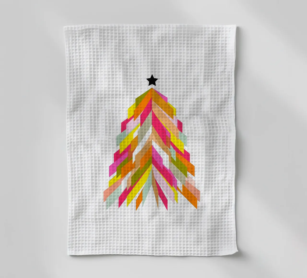 Albero di Natale retrò su bianco canovaccio da cucina da Dominique Vari