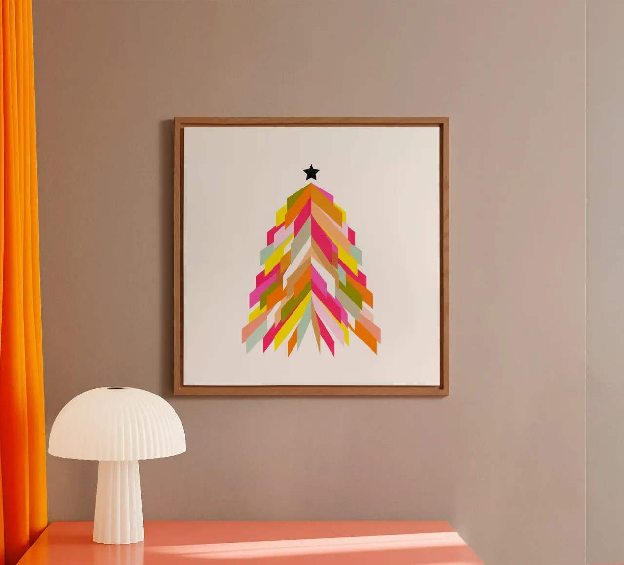 Albero di Natale retrò su bianco alluminio dibond da Dominique Vari