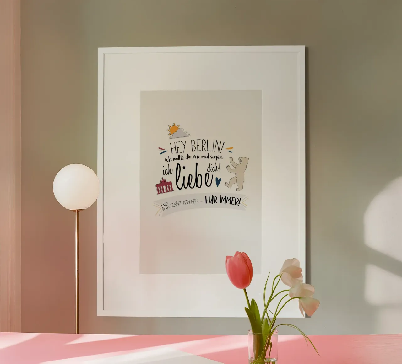 Hey Berlin poster met aluminium frame van artbox44