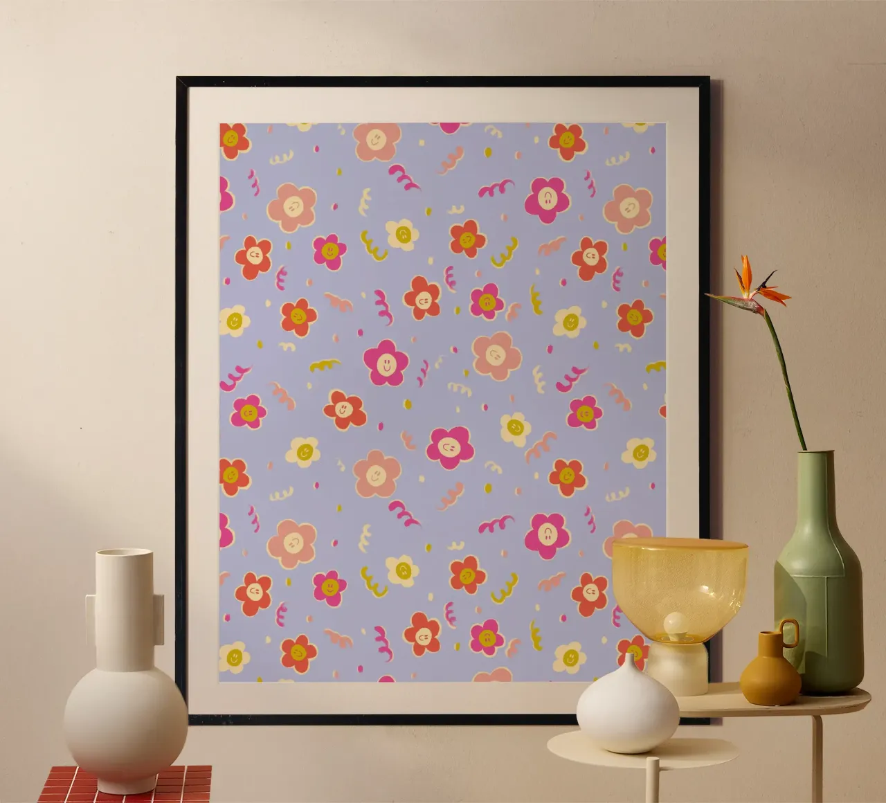 Margherite felici poster con telaio in alluminio da nicigabrieldesigns
