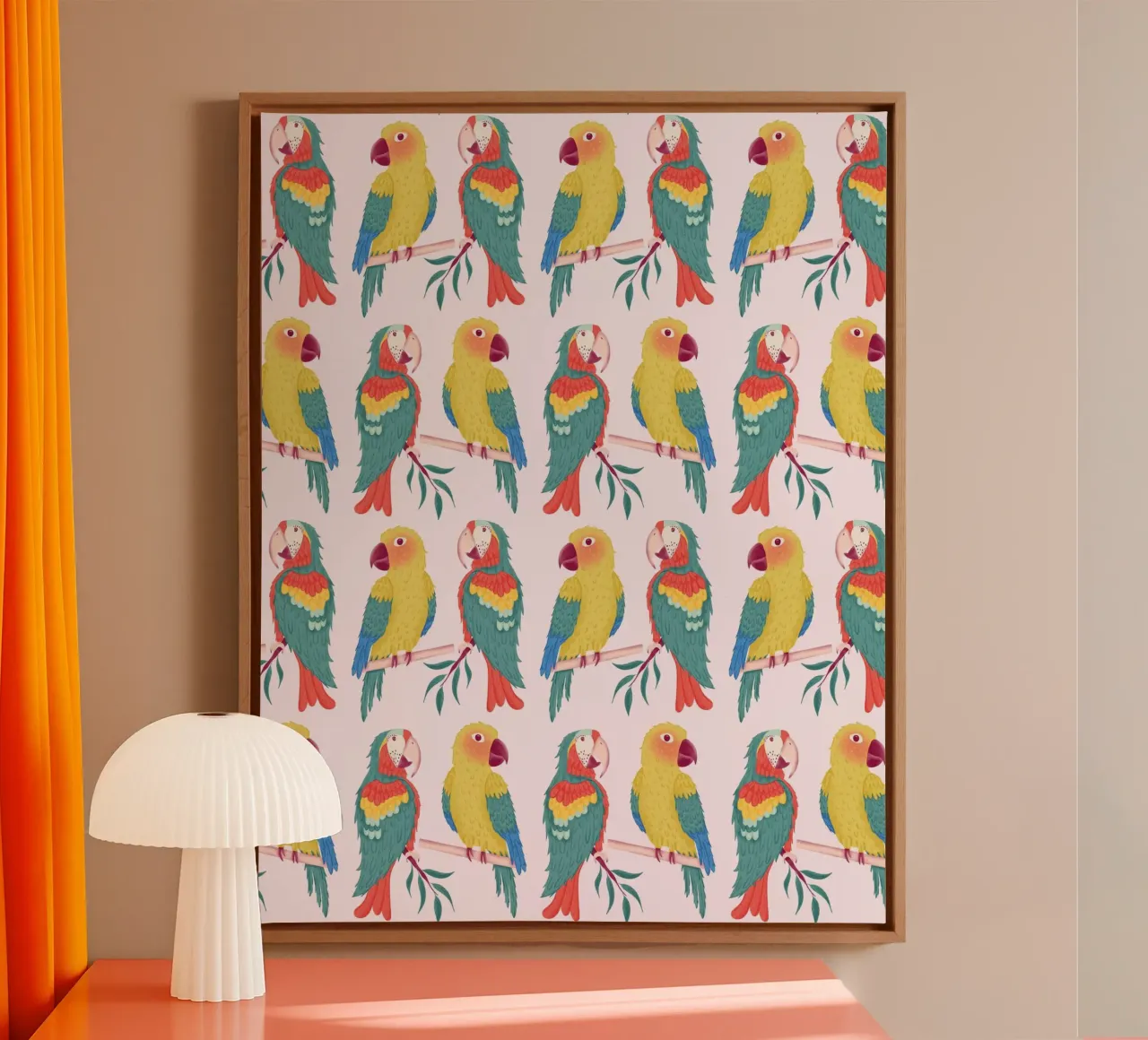 Pappagalli colorati tela con Cornice a cassetta da nicigabrieldesigns