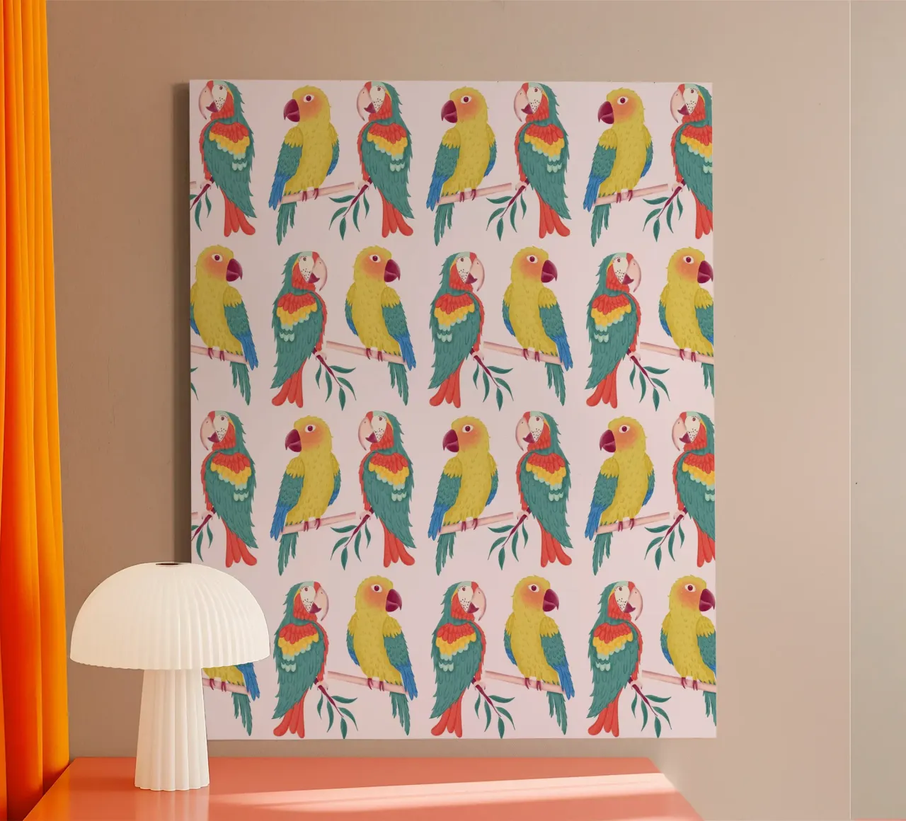 Pappagalli colorati tela con Cornice a cassetta da nicigabrieldesigns