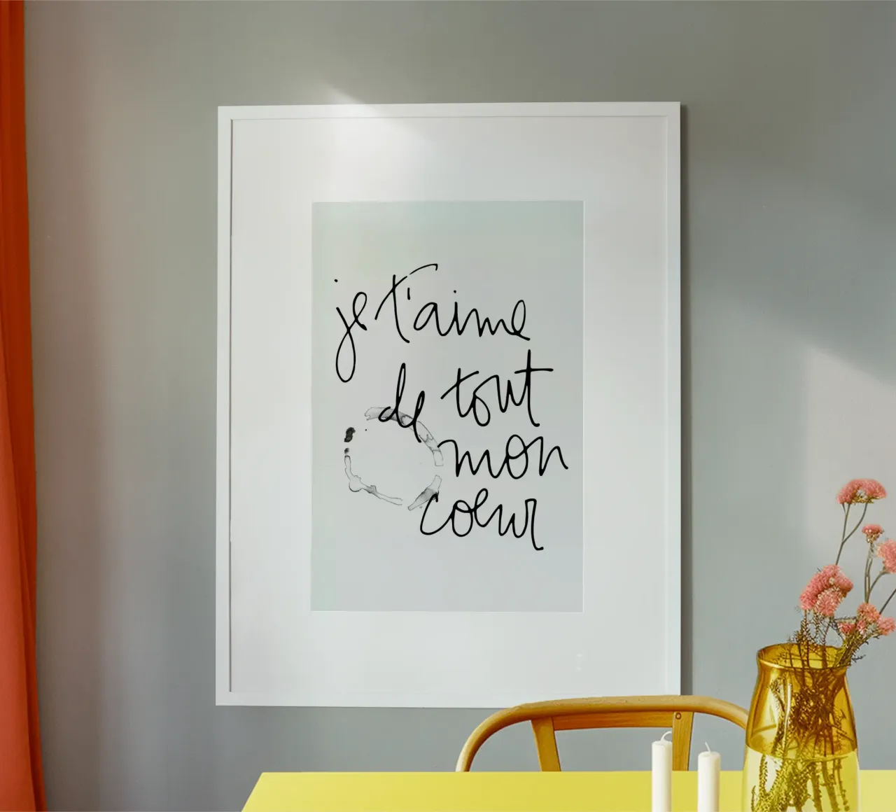 Je t'aime poster con telaio in alluminio da Kristen Polsinelli