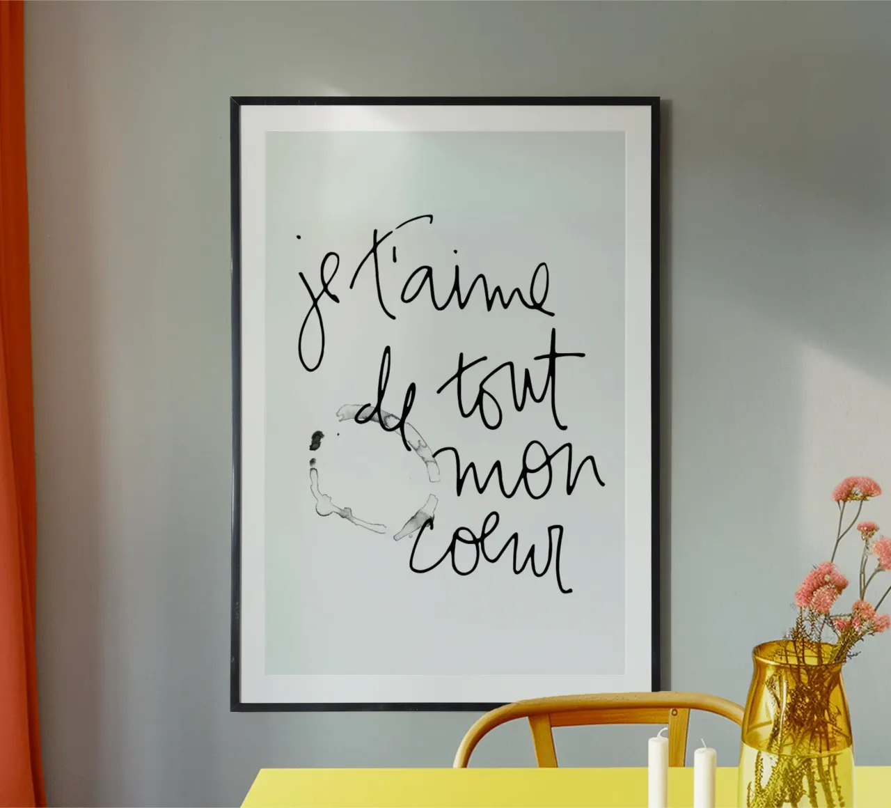 Je t'aime poster con telaio in alluminio da Kristen Polsinelli