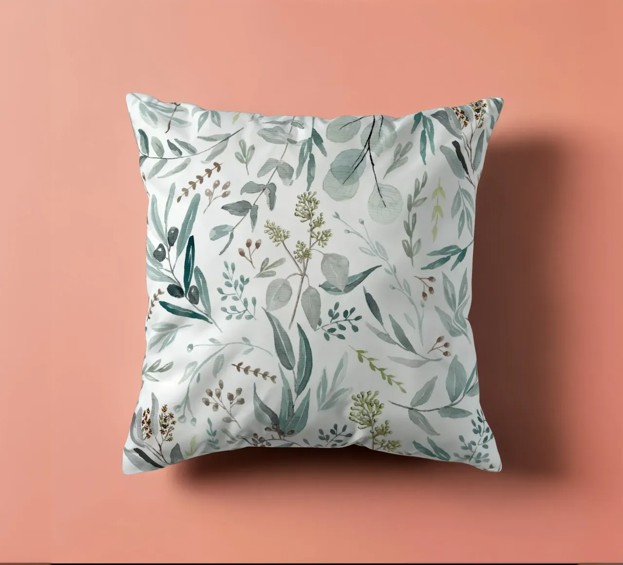Eucalyptus Leaves Boho Pattern Kissen von anisillustration