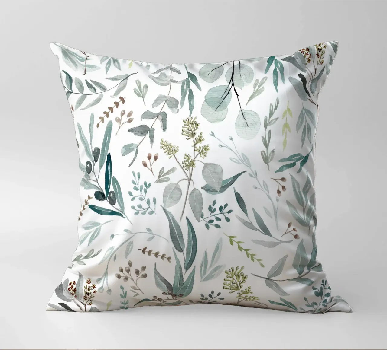 Eucalyptus Leaves Boho Pattern Kissen von anisillustration
