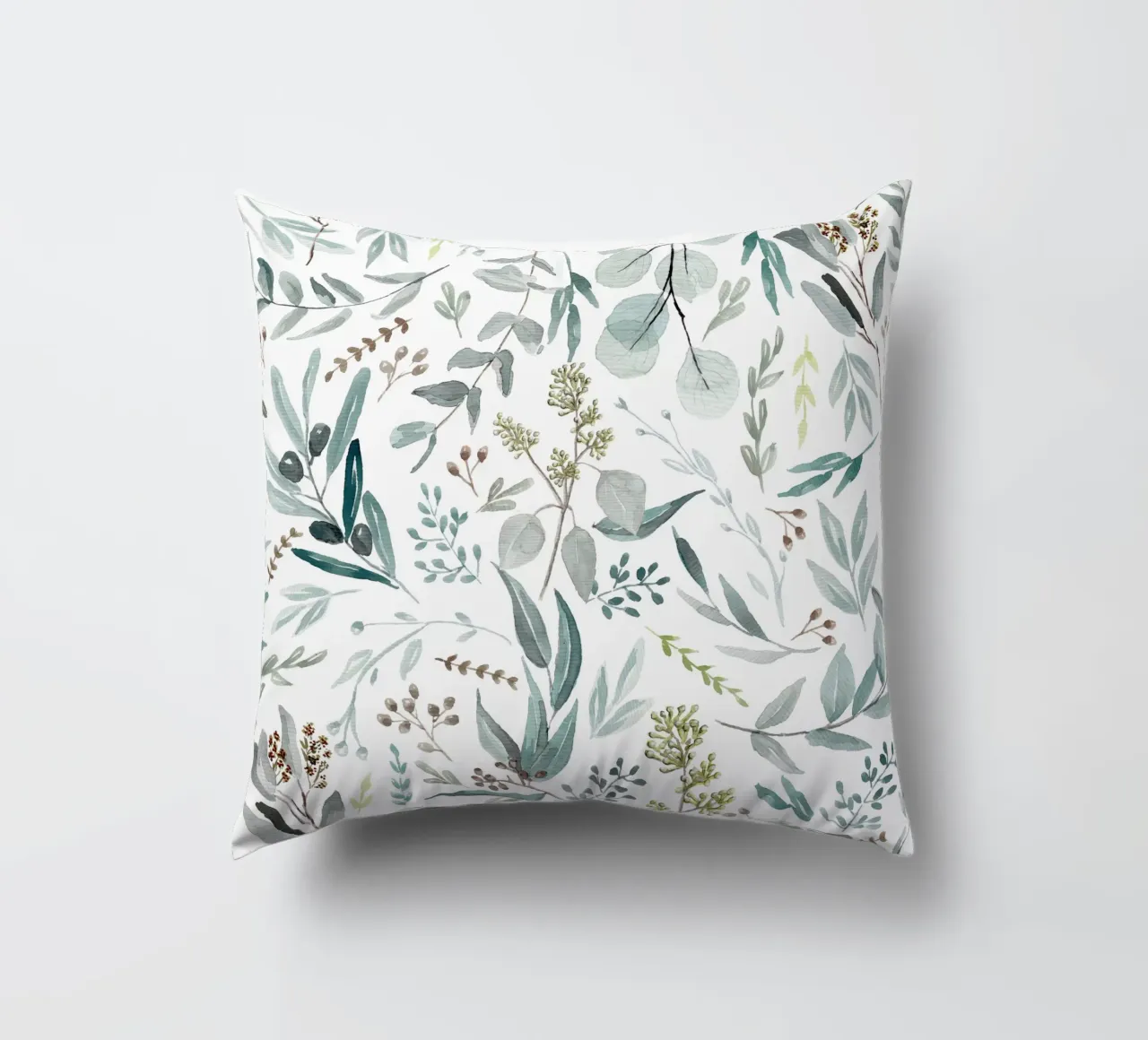 Eucalyptus Leaves Boho Pattern cuscino da anisillustration