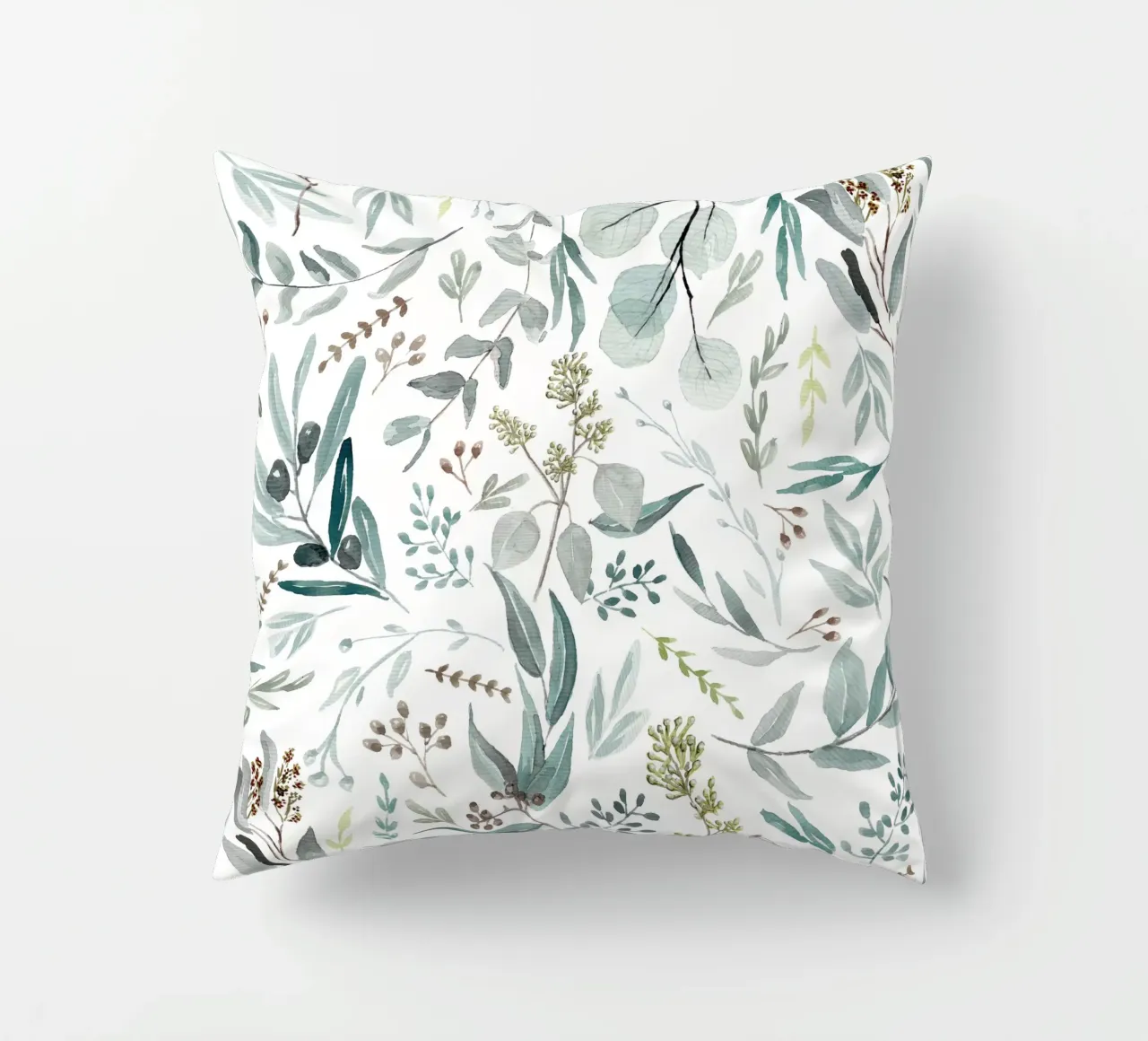 Eucalyptus Leaves Boho Pattern Kissen von anisillustration