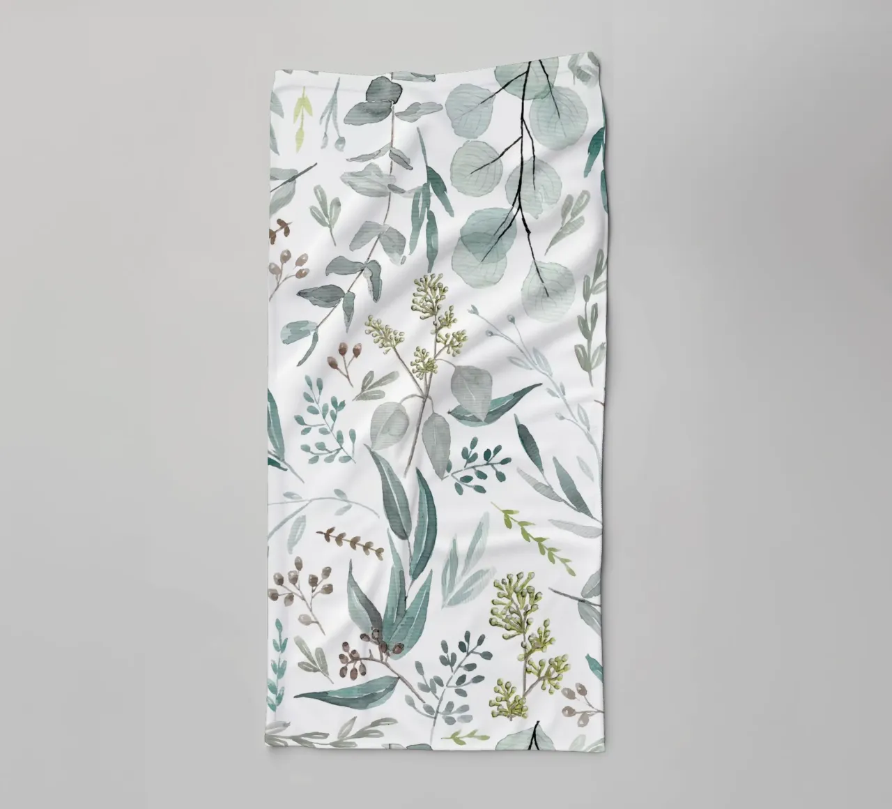 Eucalyptus Leaves Boho Pattern asciugamano da bagno da anisillustration