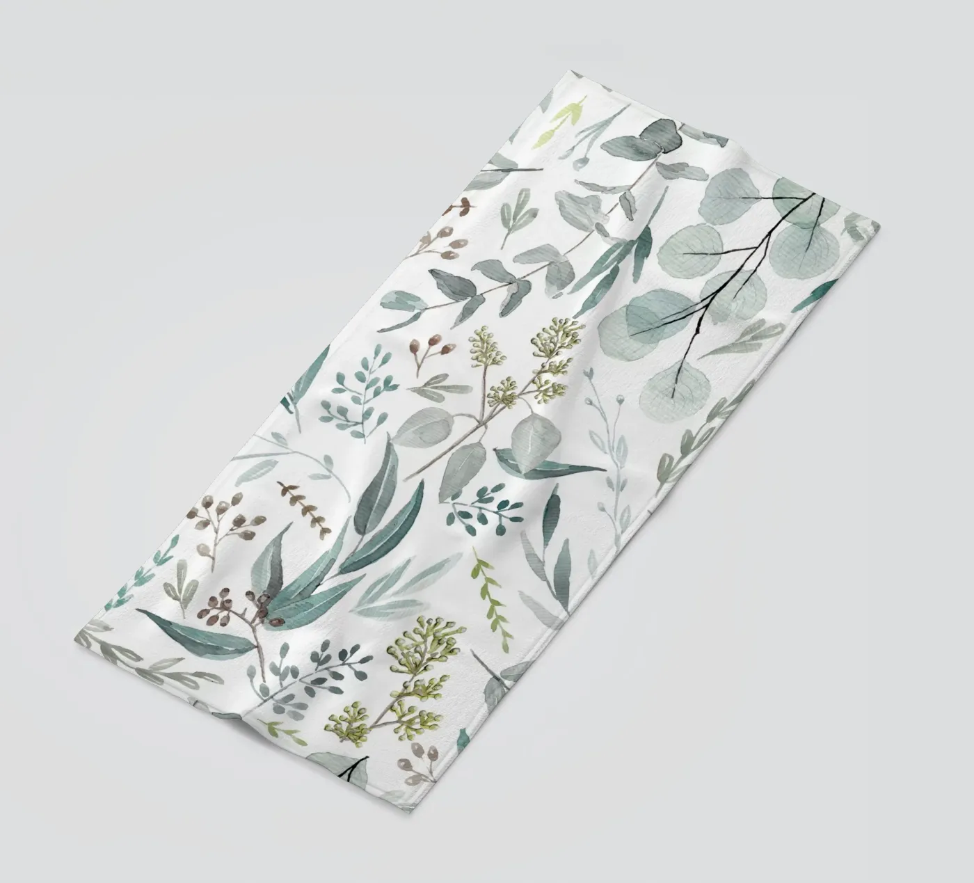 Eucalyptus Leaves Boho Pattern telo mare da anisillustration