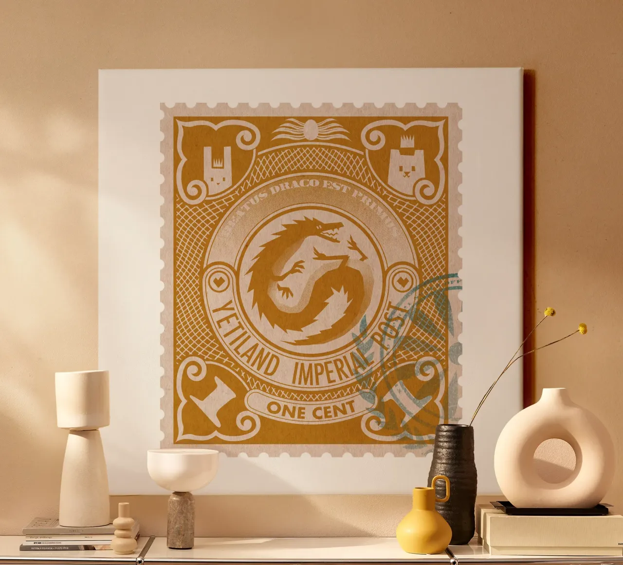 Yetiland Imperial post, 1 cent tela con Cornice a cassetta da Yetiland