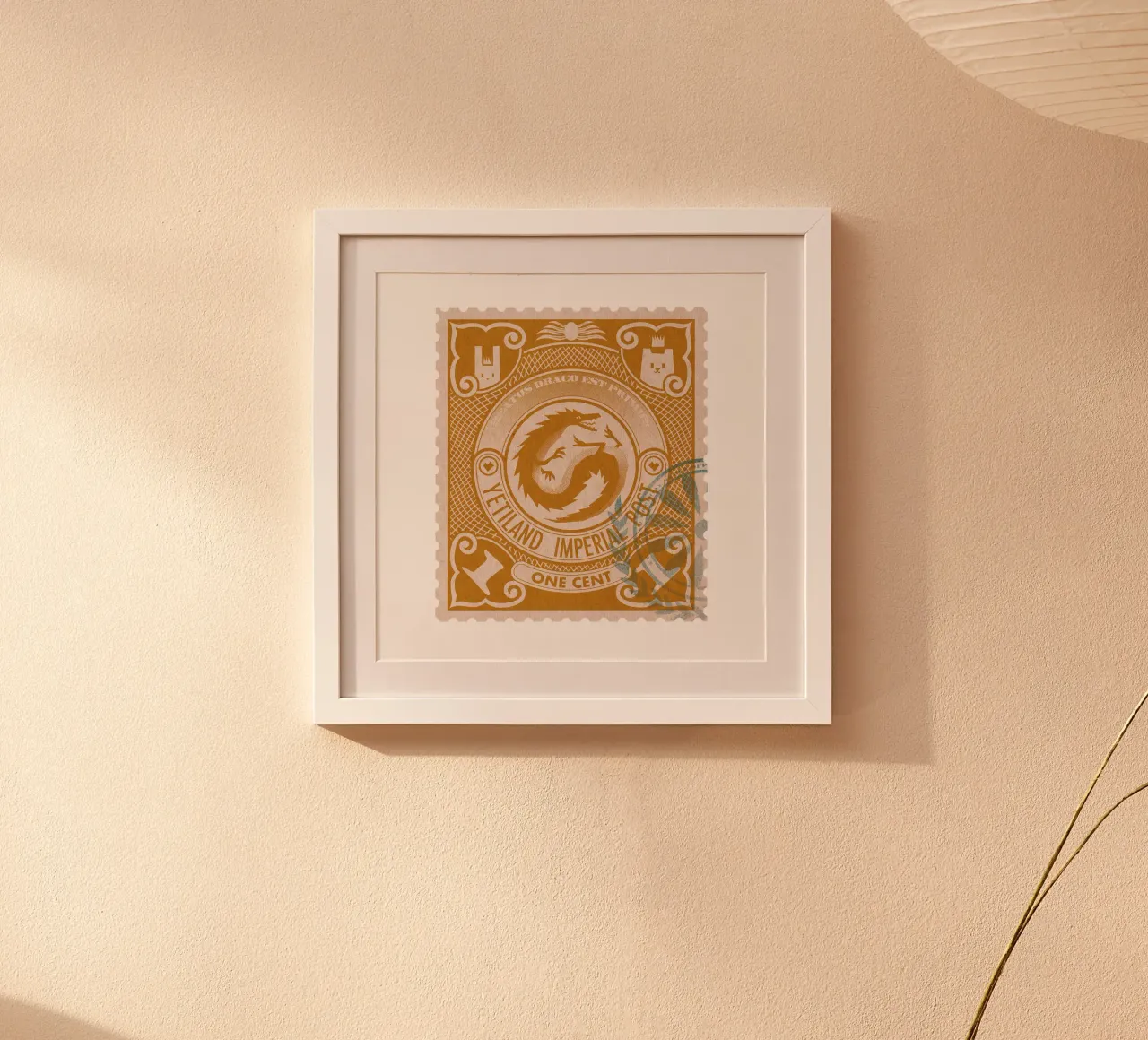 Yetiland Imperial post, 1 cent poster con telaio in legno da Yetiland
