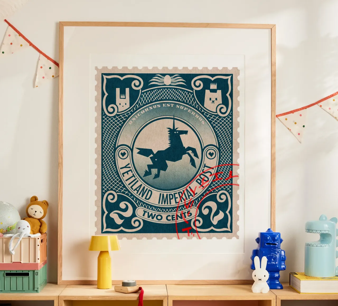 Yetiland Imperial post, 2 cents poster with plastic frame by Yetiland