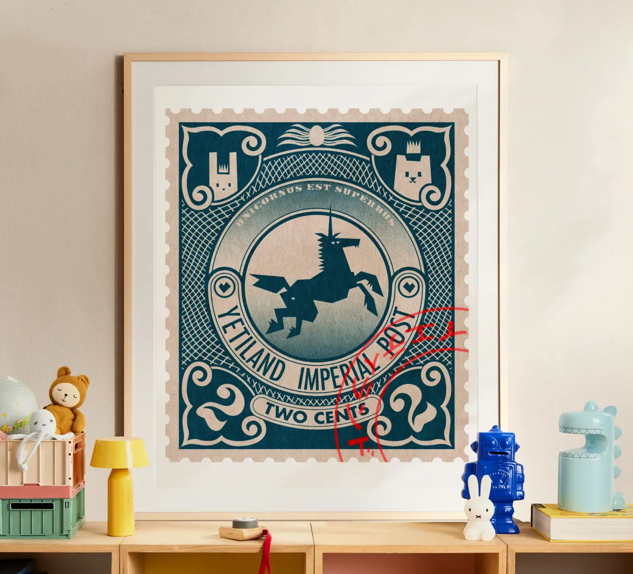 Yetiland Imperial post, 2 cents poster with plastic frame by Yetiland