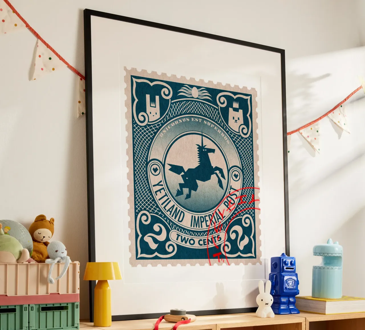 Yetiland Imperial post, 2 cents poster with plastic frame by Yetiland