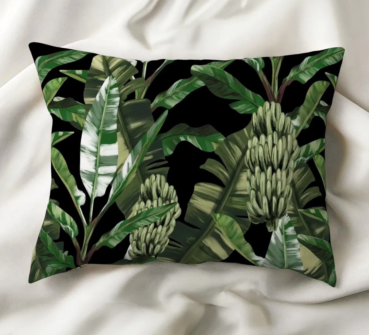Tropical leaves Green Pattern cuscino da anisillustration