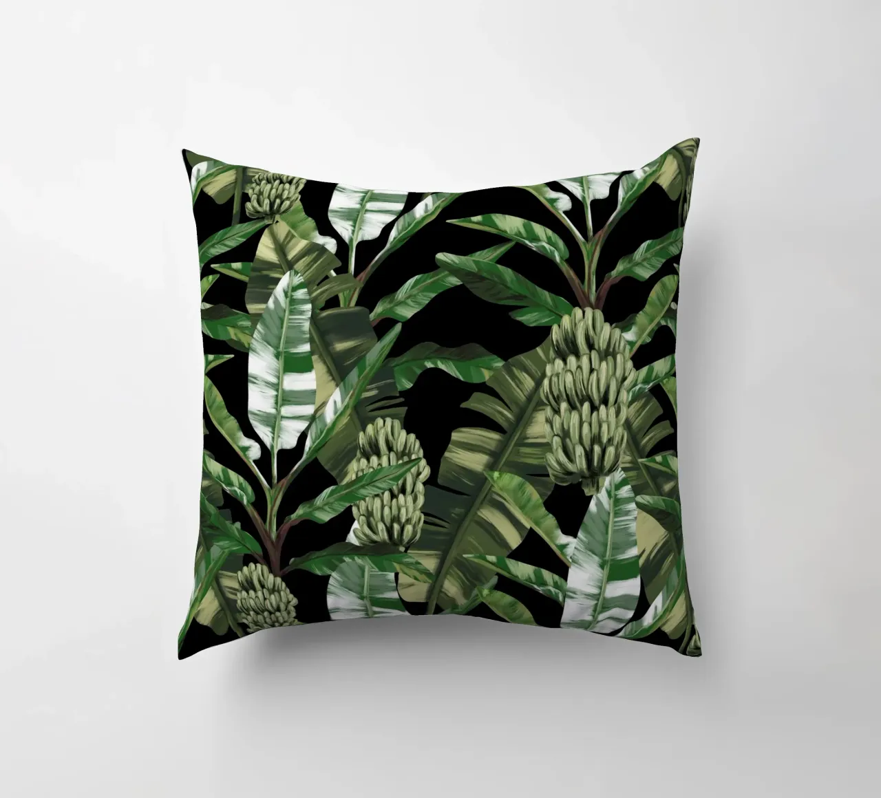 Tropical leaves Green Pattern cuscino da anisillustration