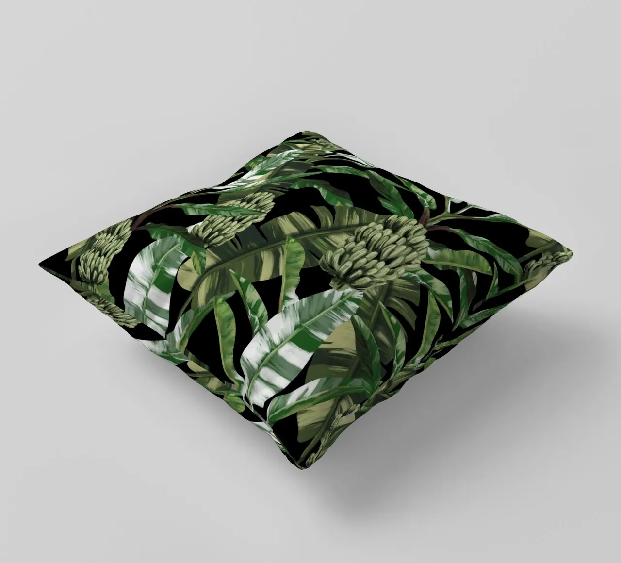 Tropical leaves Green Pattern cuscino da anisillustration