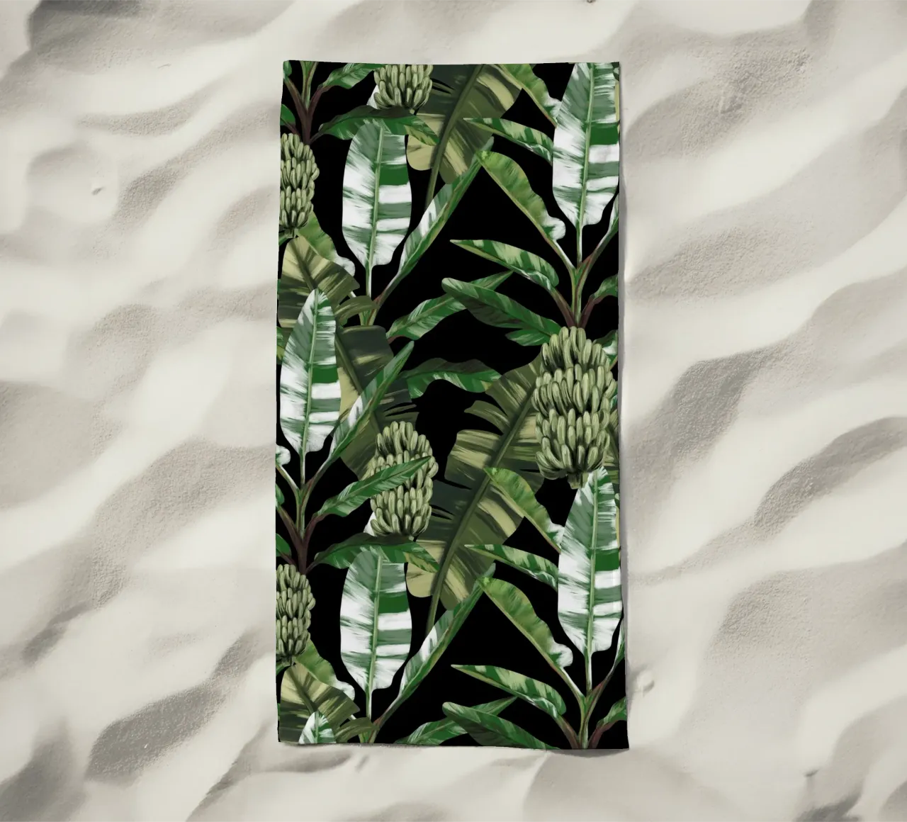 Tropical leaves Green Pattern telo mare da anisillustration
