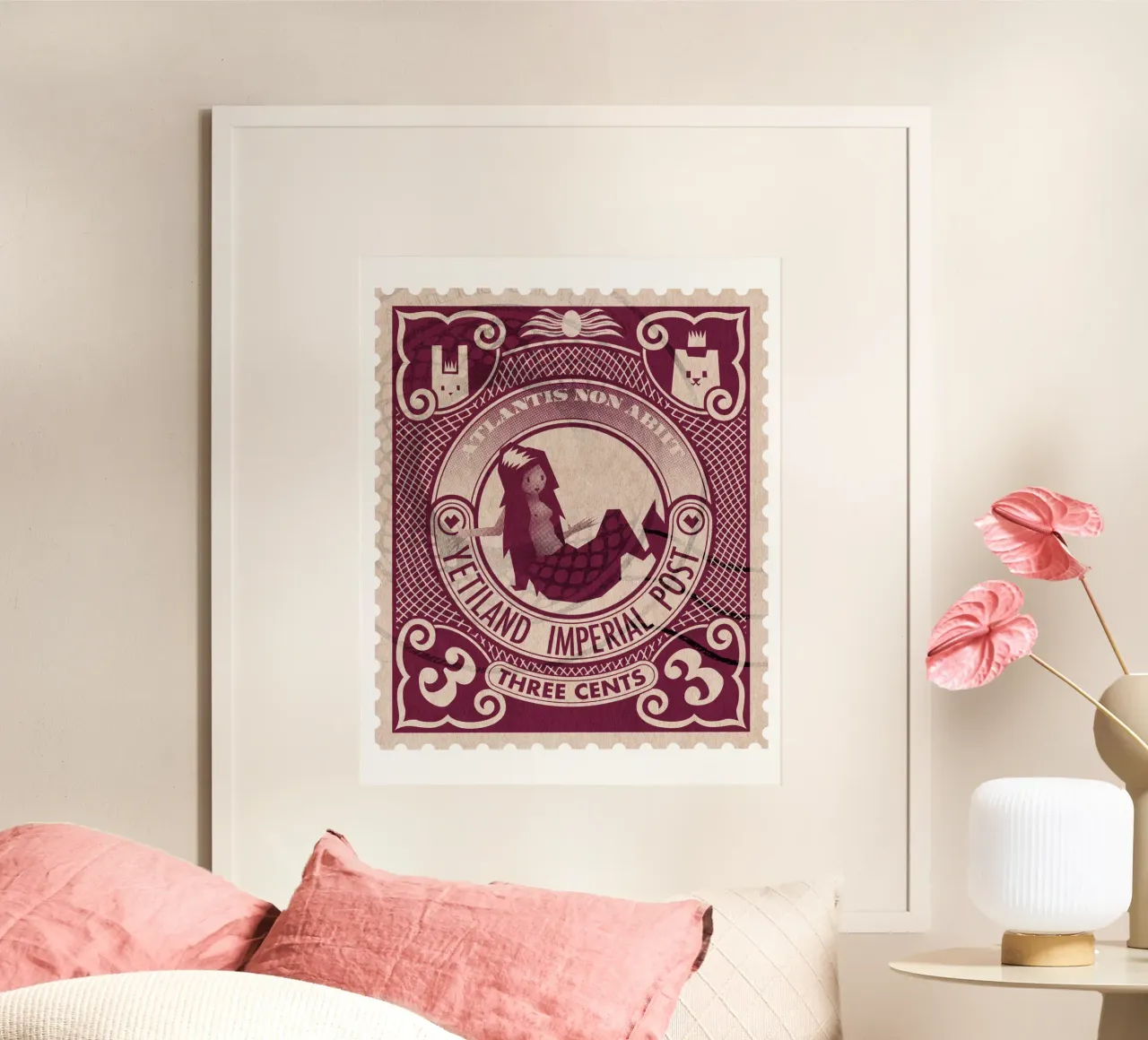 Yetiland Imperial post, 3 cents poster con telaio in alluminio da Yetiland