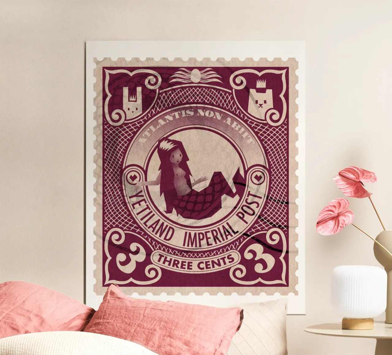 Yetiland Imperial post, 3 cents poster con telaio in alluminio da Yetiland