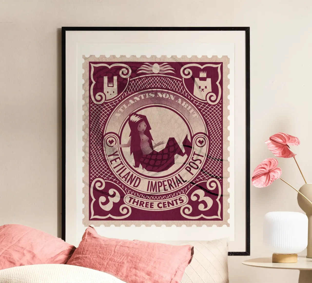 Yetiland Imperial post, 3 cents poster con telaio in alluminio da Yetiland