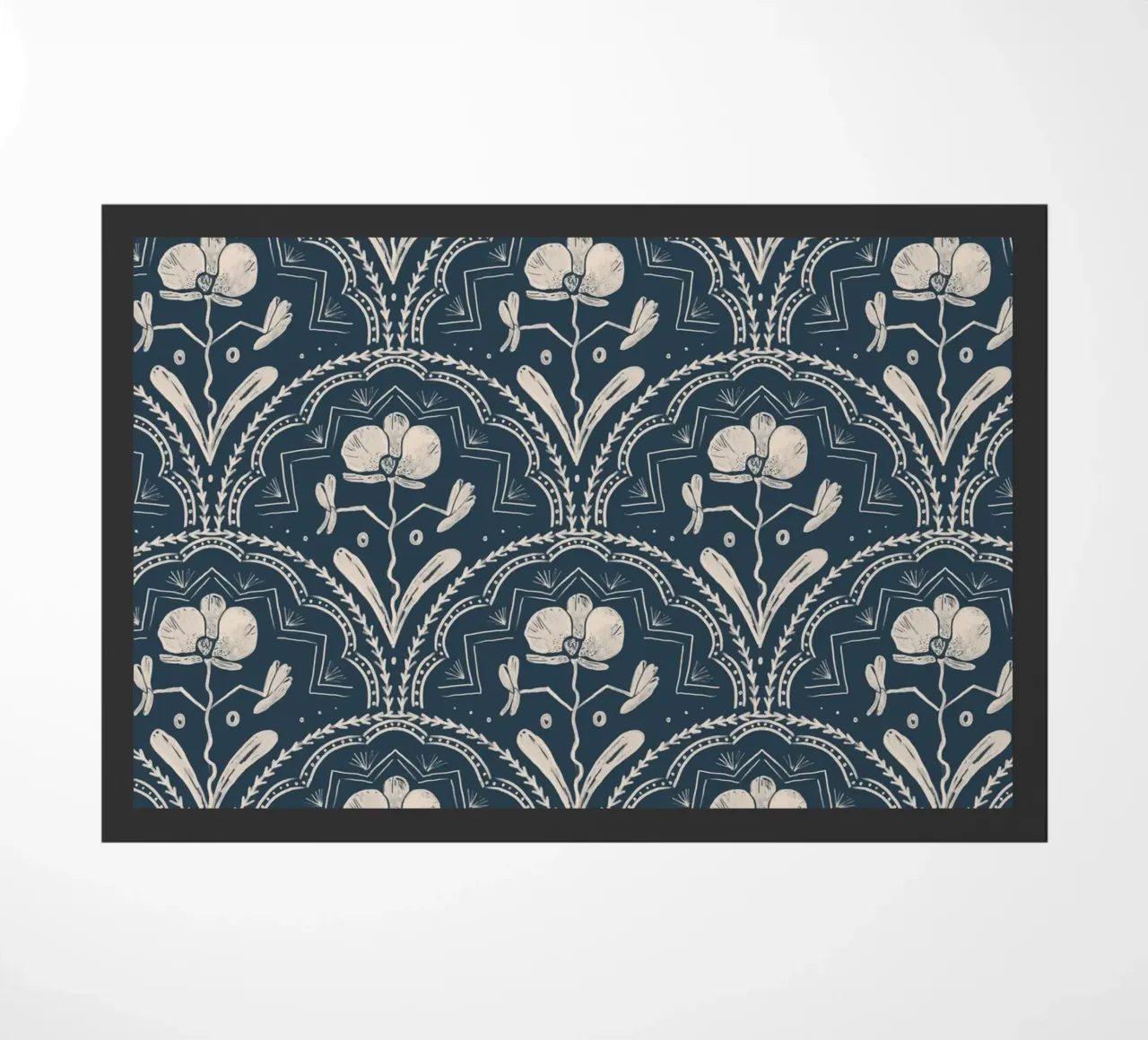 Bohemian Orchid Blue Tiles Pattern zerbino da anisillustration