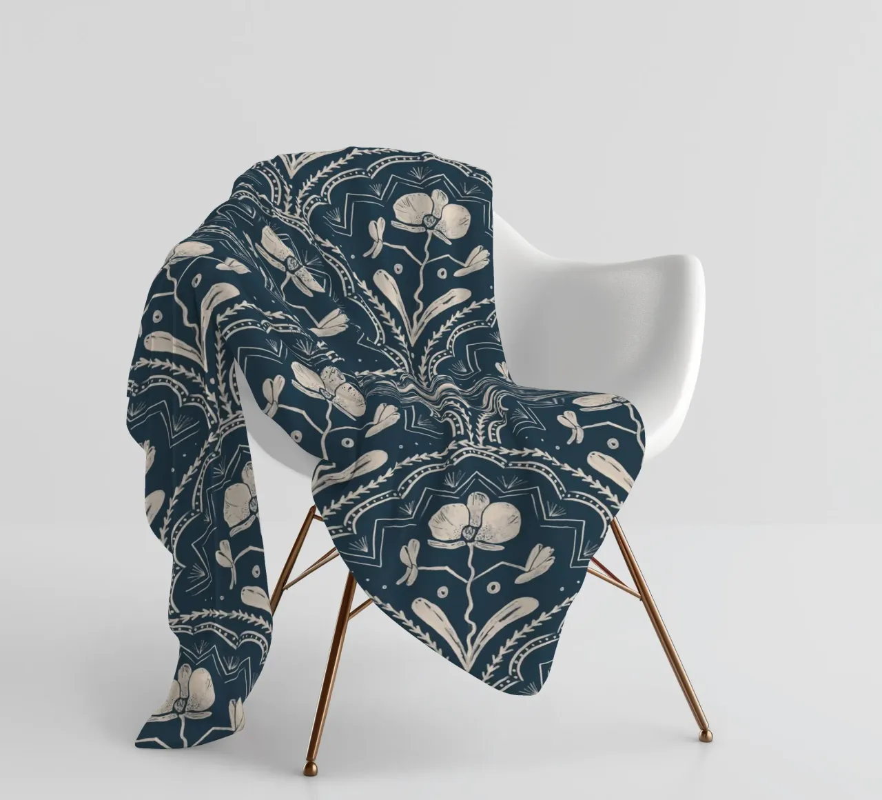 Bohemian Orchid Blue Tiles Pattern coperta in pile da anisillustration
