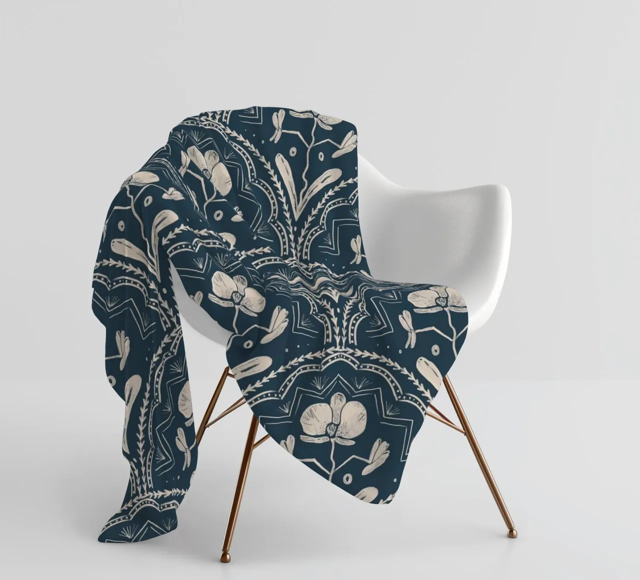 Bohemian Orchid Blue Tiles Pattern coperta in pile da anisillustration
