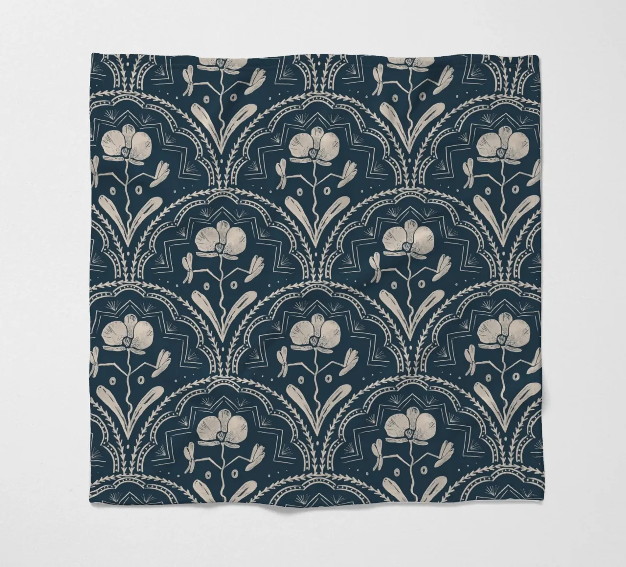 Bohemian Orchid Blue Tiles Pattern coperta in pile da anisillustration