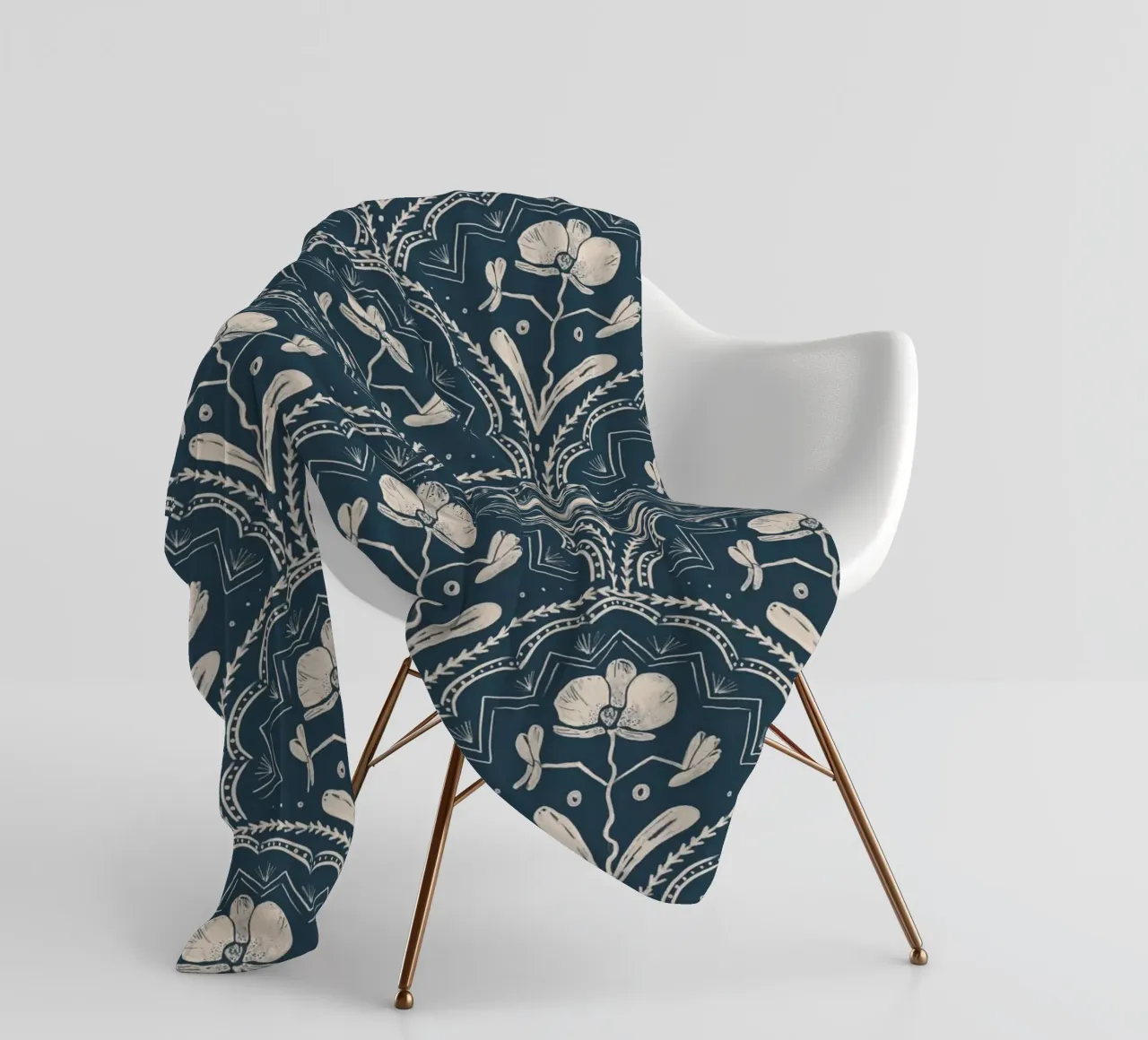 Bohemian Orchid Blue Tiles Pattern coperta in pile da anisillustration