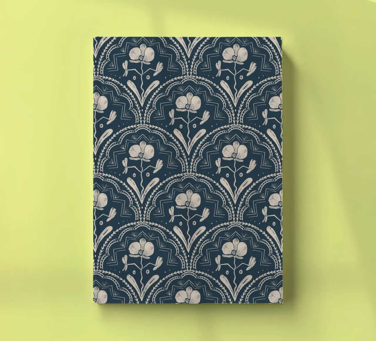Bohemian Orchid Blue Tiles Pattern notebook by anisillustration