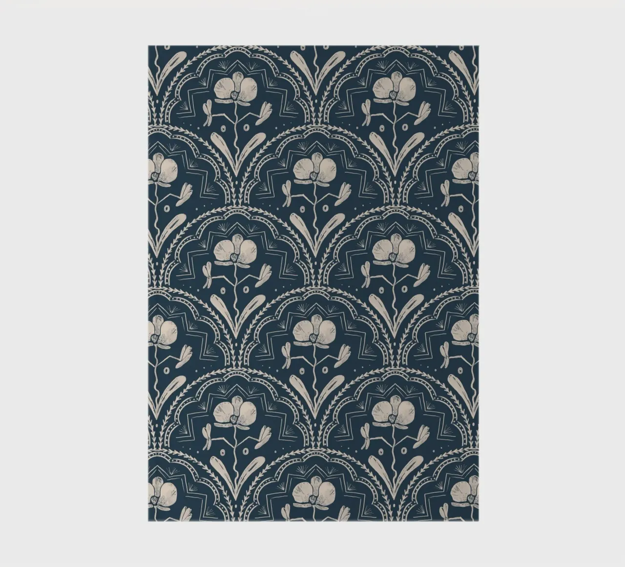 Bohemian Orchid Blue Tiles Pattern notebook by anisillustration