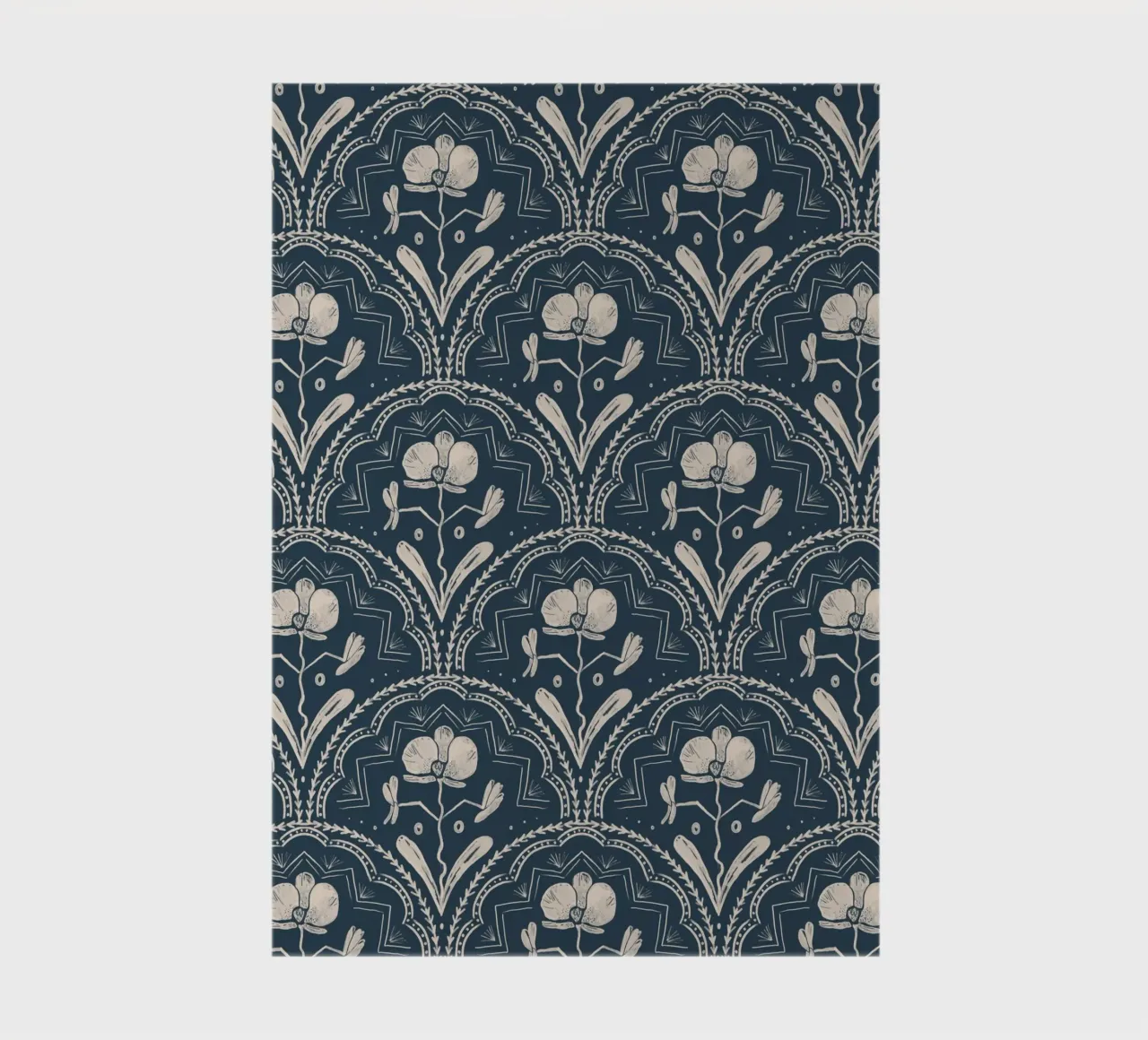 Bohemian Orchid Blue Tiles Pattern notebook by anisillustration