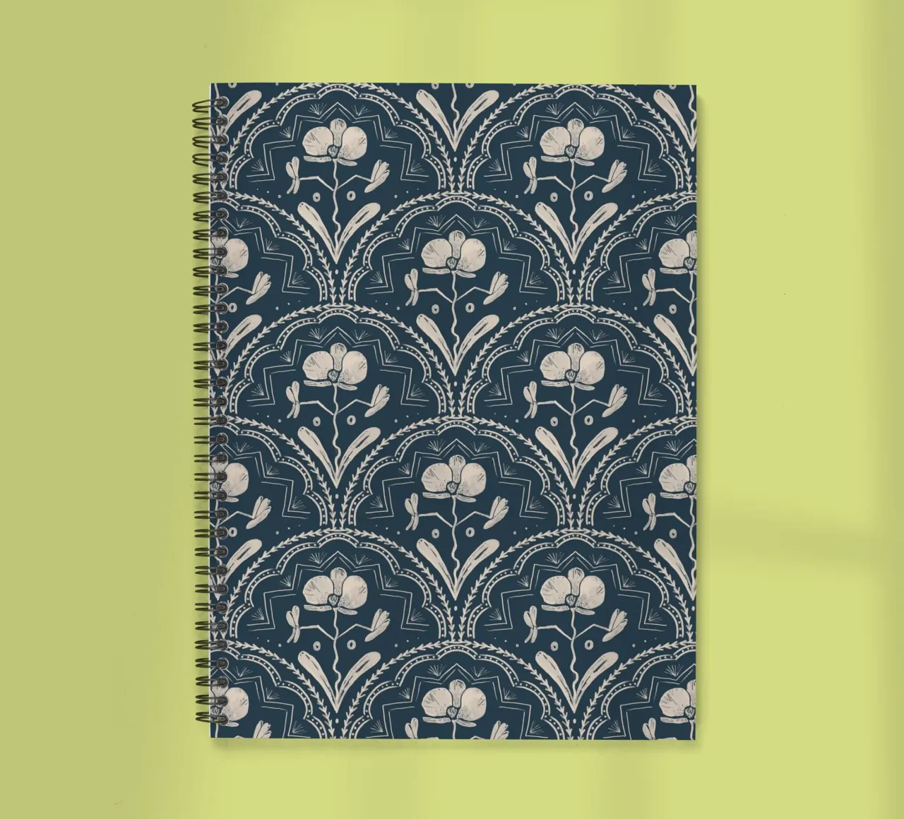 Bohemian Orchid Blue Tiles Pattern spiral notebook by anisillustration