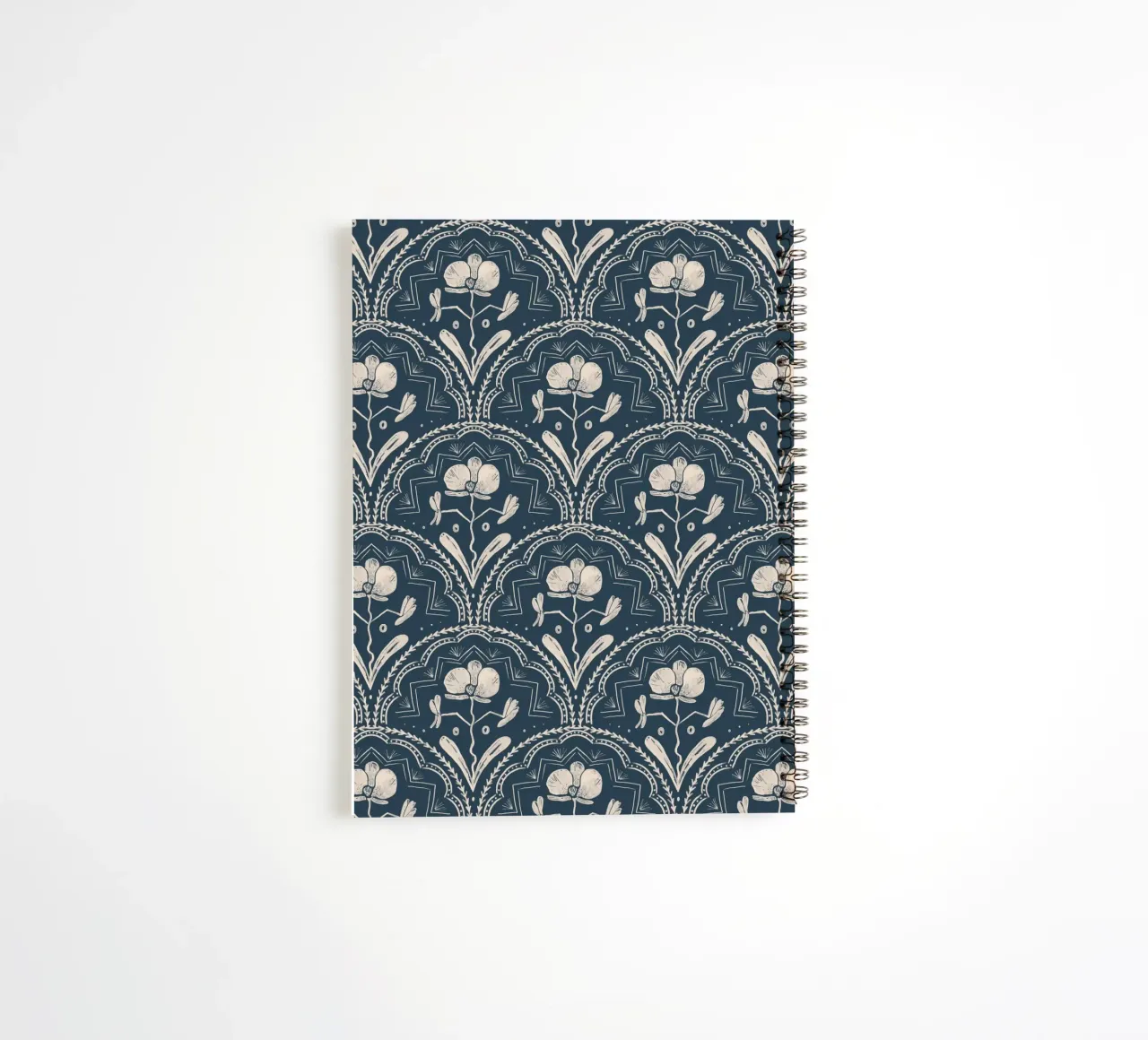 Bohemian Orchid Blue Tiles Pattern spiral notebook by anisillustration