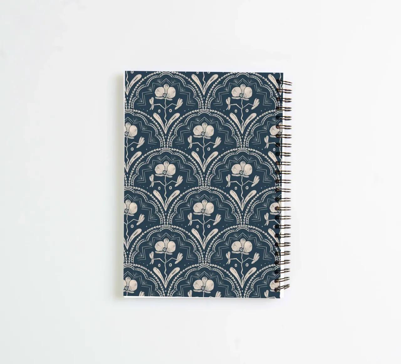 Bohemian Orchid Blue Tiles Pattern spiral notebook by anisillustration