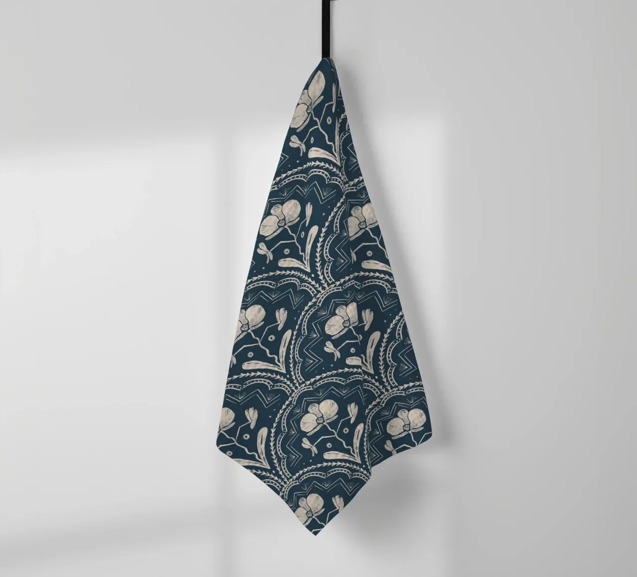 Bohemian Orchid Blue Tiles Pattern canovaccio da cucina da anisillustration