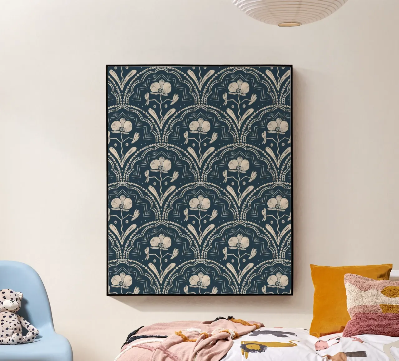 Bohemian Orchid Blue Tiles Pattern plexiglass da anisillustration