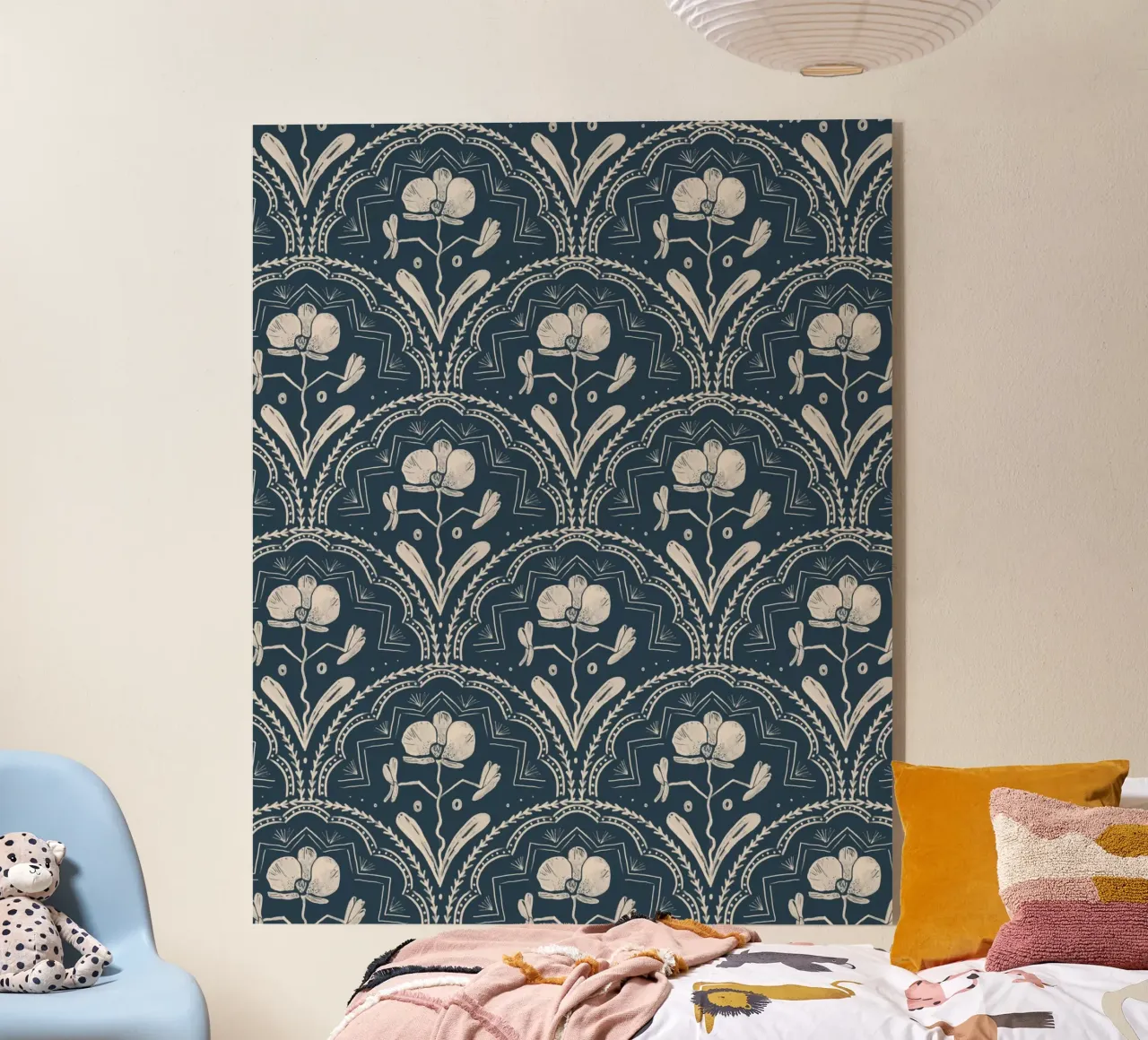 Bohemian Orchid Blue Tiles Pattern plexiglass da anisillustration